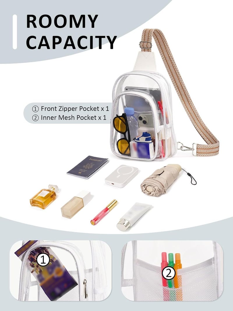 Flowston Store 3 Pockets Clear Bag for Stadium Events Large Clear Sling Crossbody Backpack Fanny Pack Concert Purses for Women Men - Image 5